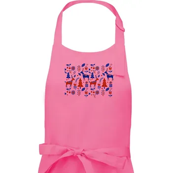 Kuchyňská zástěra Folklór - jeleni v lese - Dámská zástěra na vaření - Univerzální velikost ( Růžová )