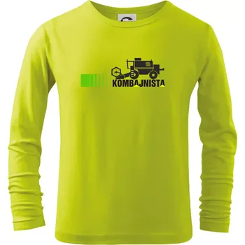 Chlapecké tričko Kombajnista zelená a žlutá - Triko dětské Long Sleeve - 146 cm/10 let ( Limetková )