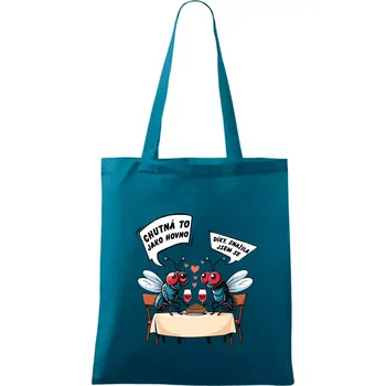 Mouchy večeře - Taška bavlněná - 42 x 38 cm ( Petrolejová )