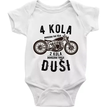 Kojenecké oblečení 4 kola vs 2 kola - Body kojenecké s krátkým rukávem - Krátký r. 12-18 měs ( Bílá )