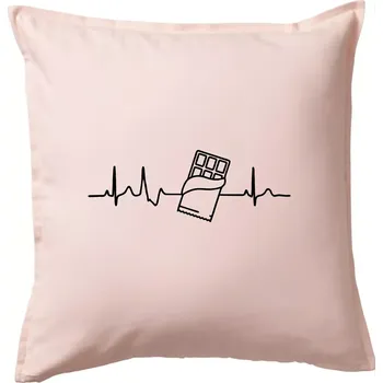 Polštář EKG čokoláda - Polštář 50x50 - 50x50 - Pouze potah ( Světle růžová )