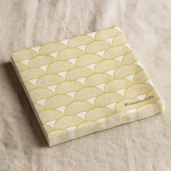 Bloomingville, sada 20 bílých ubrousků se zlatými oblouky