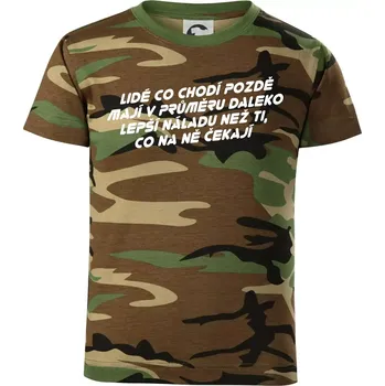 Chlapecké tričko Lidé co chodí pozdě - Dětské maskáčové triko - 146 cm/10 let ( Hnědý maskáč )