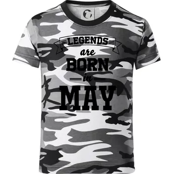 Chlapecké tričko Legends are born in May - Dětské maskáčové triko - 122 cm/6 let ( Šedý maskáč )