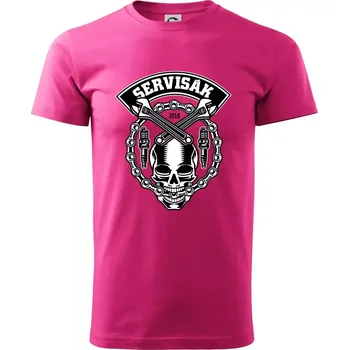 Pánská móda Lebka servisák - Klasické pánské triko vyšší gramáže - L ( Purpurová )