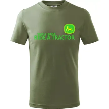 Save horse, ride tractor - Tričko dětské bavlněné - 104-110cm / 3-4 roky ( Khaki )