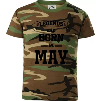 Chlapecké tričko Legends are born in May - Dětské maskáčové triko - 146 cm/10 let ( Hnědý maskáč )