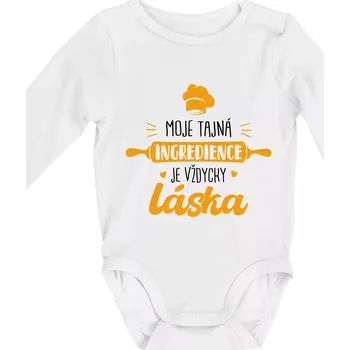 Moje tajná ingredience láska - Body kojenecké s dlouhým rukávem - Dlouhý r. 3-6 měs ( Bílá )