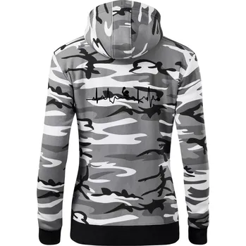 Dámská mikina EKG vodní pólo - Dámská mikina trendy zipper s kapucí - XS ( Šedý maskáč )