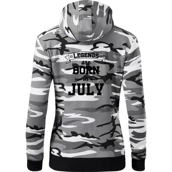 Dámská mikina Legends are born in July - Dámská mikina trendy zipper s kapucí - XS ( Šedý maskáč )