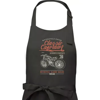 Kuchyňská zástěra Classic Caferacer - Pánská zástěra na vaření - Univerzální velikost ( Dřevěné uhlí )