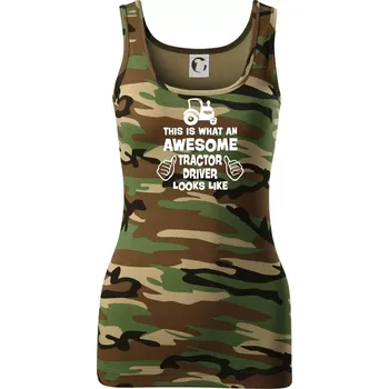 Dámské tričko Užasný řidič je zde! - Dámské Maskáčové tílko - M ( Hnědý maskáč )