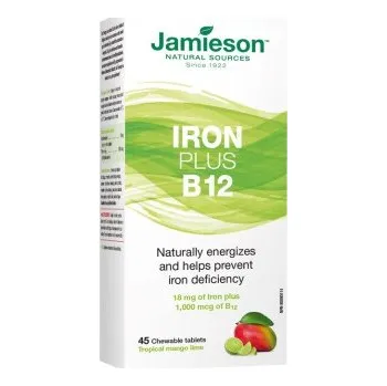 Jamieson Železo plus B12 cucací tablety 45 tbl