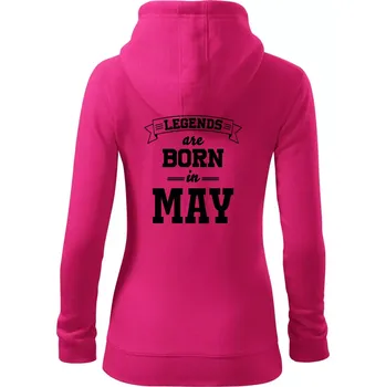 Dámská mikina Legends are born in May - Dámská mikina trendy zipper s kapucí - S ( Purpurová )