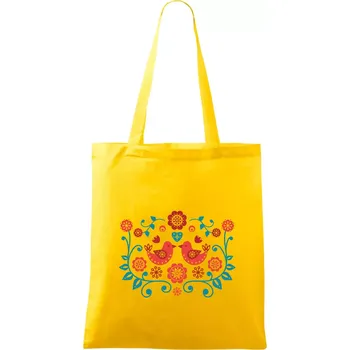 folklor - dva červení ptáčci - Taška bavlněná - 42 x 38 cm ( Žlutá )