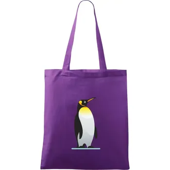 Tučňák se žlutou nákrčenkou - Taška bavlněná - 42 x 38 cm ( Fialová )