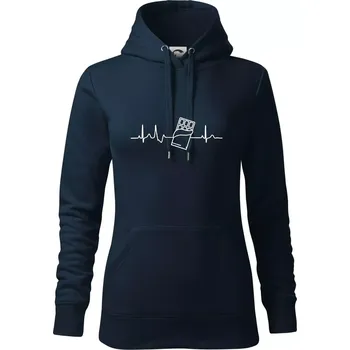 Dámská mikina EKG čokoláda - Mikina dámská Cape s kapucí - XS ( Námořní modrá (velmi tmavá - téměř černá) )