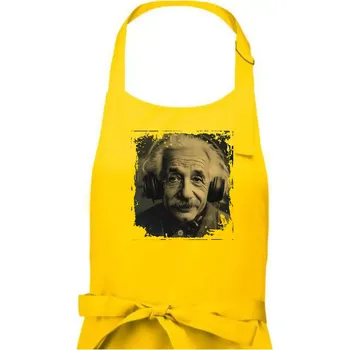 Kuchyňská zástěra Albert se sluchátky - Dámská zástěra na vaření - Univerzální velikost ( Žlutá )