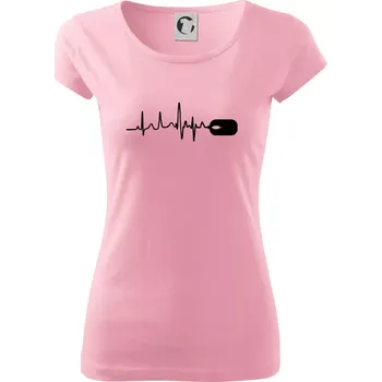 Dámské tričko EKG myš - Dámské triko Pure - XS ( Růžová )