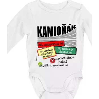 Kojenecké oblečení Výhody řidiče kamionu - Body kojenecké s dlouhým rukávem - Dlouhý r. 6-12 měs ( Bílá )