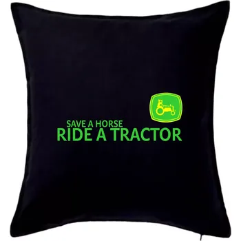 Polštář Save horse, ride tractor - Polštář 50x50 - 50x50 - Pouze potah ( Černá )