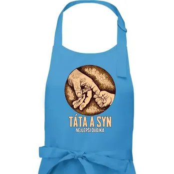 Kuchyňská zástěra Táta a syn nejlepší dvojka - Pánská zástěra na vaření - Univerzální velikost ( Světlý tyrkys )