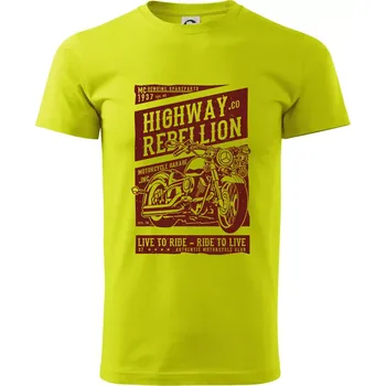 Highway Rebellion - Klasické pánské triko vyšší gramáže - 4XL ( Limetková )