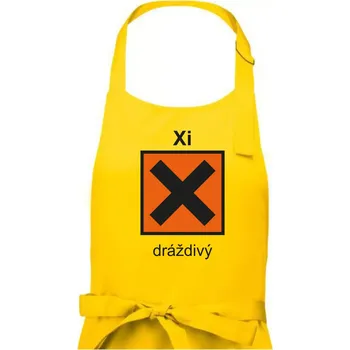 Kuchyňská zástěra Xi Dráždivý - Výstražná tabulka na tričku - Dámská zástěra na vaření - Univerzální velikost ( Žlutá )
