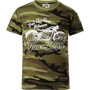 Put The Fun Between Your Legs Moto - Dětské maskáčové triko - 122 cm/6 let ( Zelený maskáč )