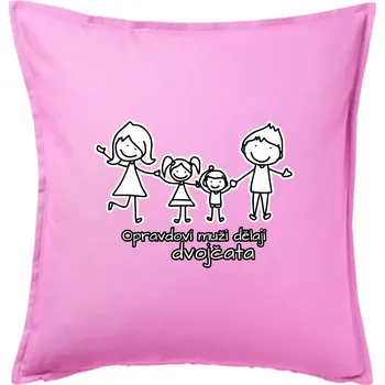 Polštář Opravdoví muži dělají dvojčata - holka kluk - Polštář 50x50 - 50x50 - Pouze potah ( Růžová )