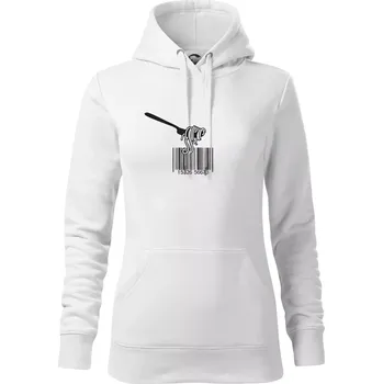 Dámská mikina Čárový kód pasta - Mikina dámská Cape s kapucí - XS ( Bílá )