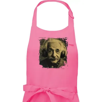 Kuchyňská zástěra Albert se sluchátky - Dámská zástěra na vaření - Univerzální velikost ( Růžová )