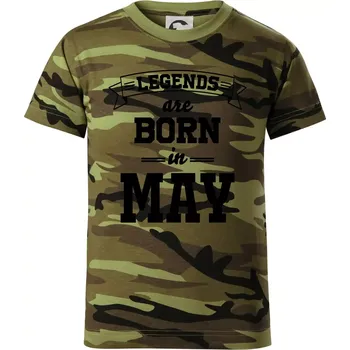 Legends are born in May - Dětské maskáčové triko - 146 cm/10 let ( Zelený maskáč )