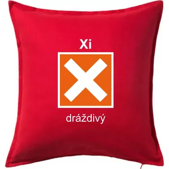 Polštář Xi Dráždivý - Výstražná tabulka na tričku - Polštář 50x50 - 50x50 - Pouze potah ( Červená )