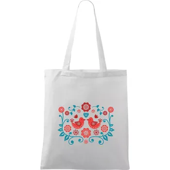 folklor - dva červení ptáčci - Taška bavlněná - 42 x 38 cm ( Bílá )