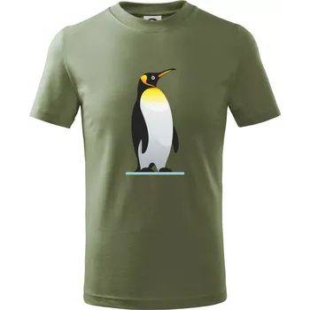 Tučňák se žlutou nákrčenkou - Tričko dětské bavlněné - 134 cm/8 let ( Khaki )