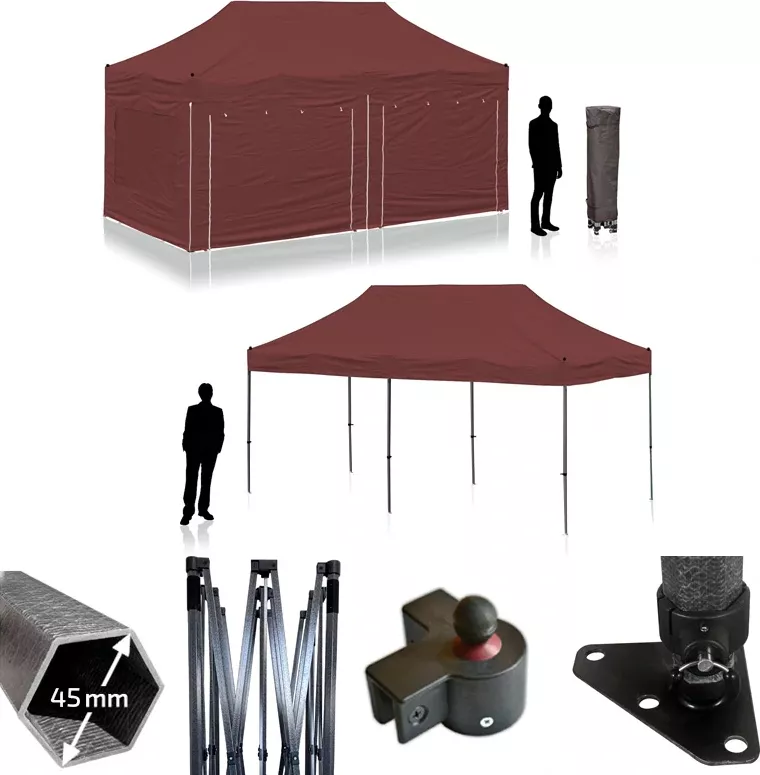 Nůžkový párty stan RedX® PROFI COMPOSITE 3x6 m (Kvalitní profesionální párty stan 6x3 m s kompozitovou konstrukcí - dostupný v 14 barvách a možností vlastního potisku)