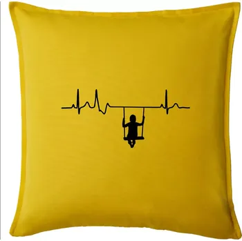 Polštář EKG houpačka - Polštář 50x50 - 50x50 - Včetně výplně ( Žlutá )