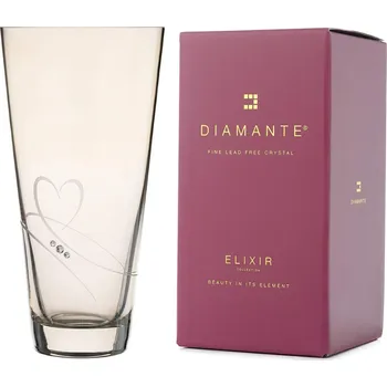 Váza Diamante skleněná váza Romance Amber Conical s krystaly Swarovski 25 cm