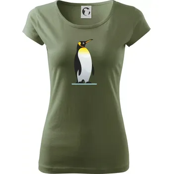 Dámské tričko Tučňák se žlutou nákrčenkou - Dámské triko Pure - 3XL ( Khaki )