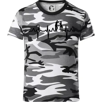 Chlapecké tričko EKG salsa tanečníci - Dětské maskáčové triko - 134 cm/8 let ( Šedý maskáč )