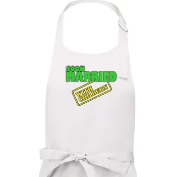 Kuchyňská zástěra Soon married with childern - Pánská zástěra na vaření - Univerzální velikost ( Bílá )