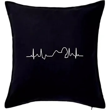 Polštář Shih-tzu ekg obrys - Polštář 50x50 - 50x50 - Včetně výplně ( Černá )