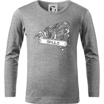Chlapecké tričko Šikula vrtačka - Triko dětské Long Sleeve - 104-110cm / 3-4 roky ( Tmavě šedý melír )