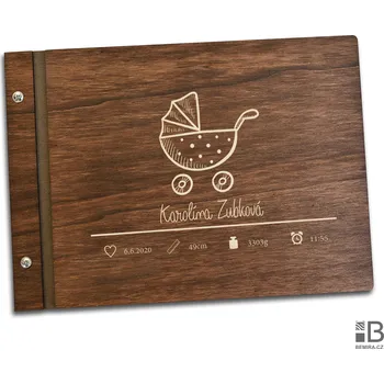 Fotoalbum Dřevěné premium fotoalbum - Holčička DK Tmavý ořech Bílý papír 26 listů