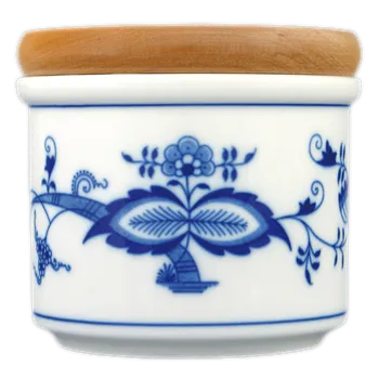 Dóza na potraviny Cibulák Dóza s dřevěným uzávěrem A malá 8,0 x 9,7 cm 300g Originál Český porcelán Dubí