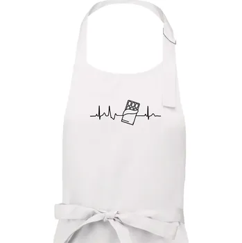 Kuchyňská zástěra EKG čokoláda - Pánská zástěra na vaření - Univerzální velikost ( Bílá )