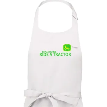 Kuchyňská zástěra Save horse, ride tractor - Pánská zástěra na vaření - Univerzální velikost ( Bílá )