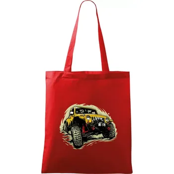 Žlutý offroad s navijákem - Taška bavlněná - 42 x 38 cm ( Červená )