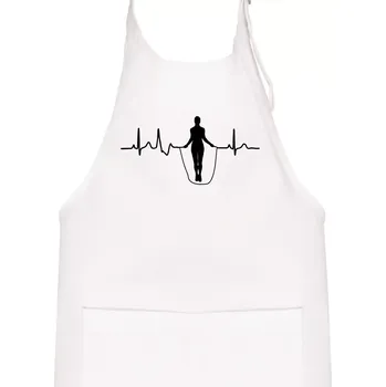 Kuchyňská zástěra EKG švihadlo - Dětská zástěra na vaření - Univerzální velikost ( Bílá )